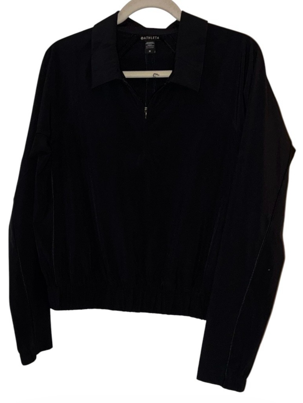 Athleta Black Collared Half-Zip Pullover lightweight Sz M